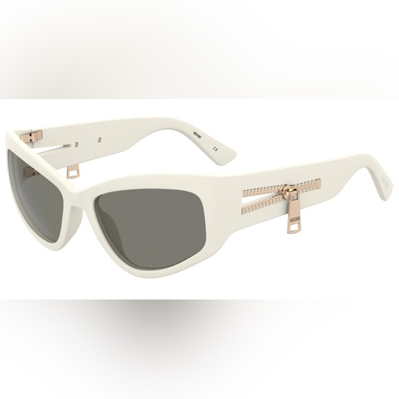 Moschino White and Gold Cat-Eye Sunglasses